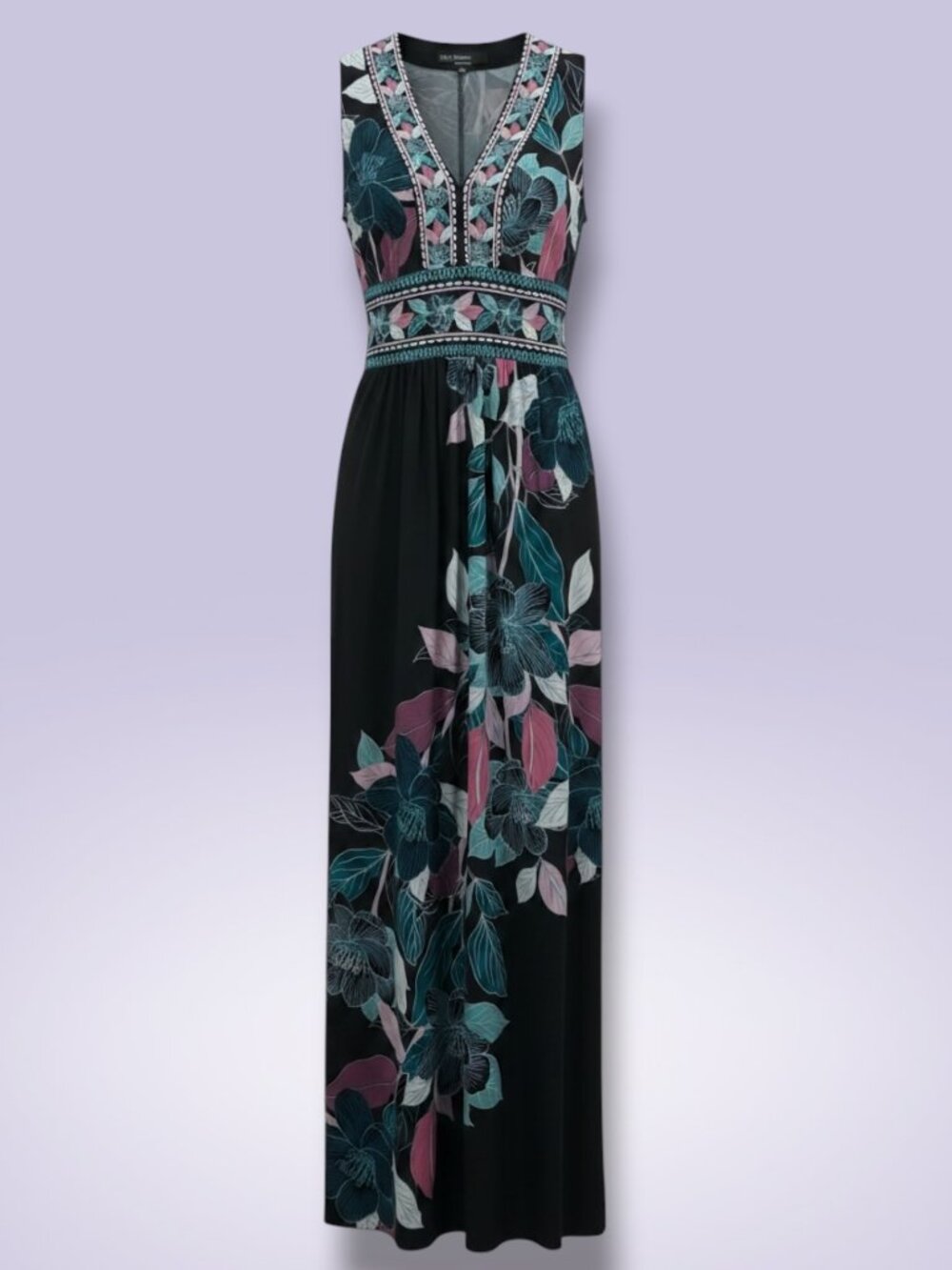 Maggy‎ London Floral Stretch Spandex Sleeveless Maxi Dress 4P